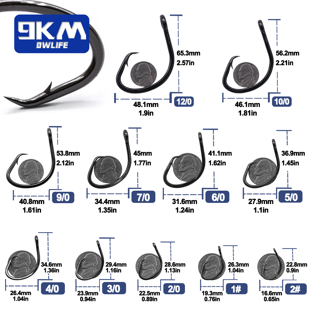 9KM Cerchio Ganci 25 ~ 50 Pz A - Fishing Hook Offset recensione e prezzo